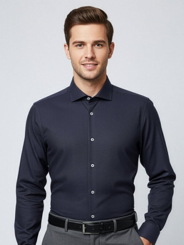 Navy Blue Plain, Cutaway Collar, Elite Edition, Men’s Formal Shirt (FS-2595)