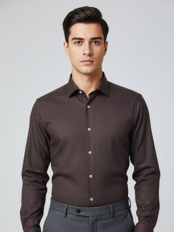 Dark Brown Plain, Cutaway Collar, Elite Edition, Men’s Formal Shirt (FS-2598)