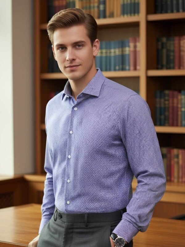 FS2602.jpg Blue Checkered, Elite Edition, Cutaway Collar Men’s Formal Shirt (FS-2602)