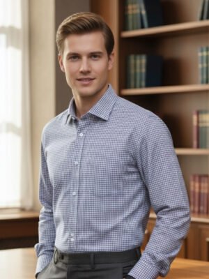 White & Green Checkered, Elite Edition, Cutaway Collar Men’s Formal Shirt (FS-2607)