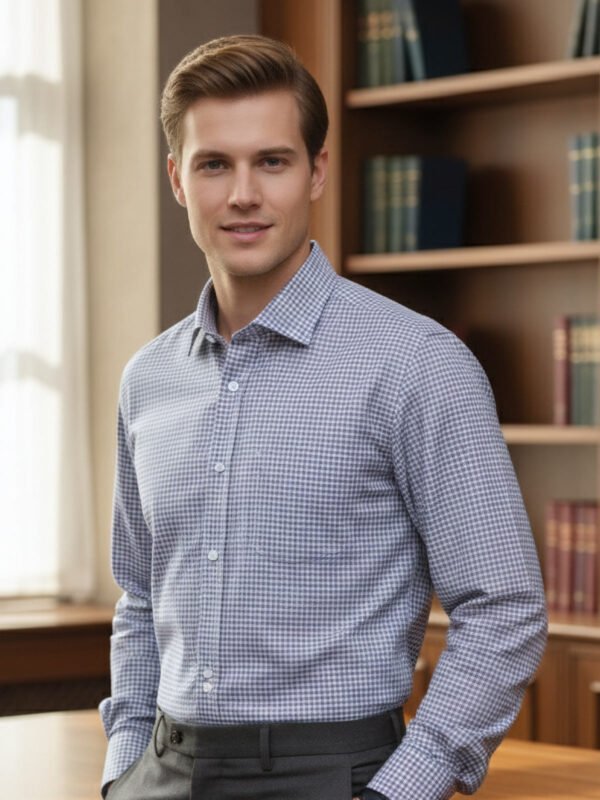 White & Green Checkered, Elite Edition, Cutaway Collar Men’s Formal Shirt (FS-2607)