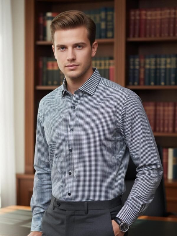 White & Black Checkered, Elite Edition, Cutaway Collar Men’s Formal Shirt (FS-2608)