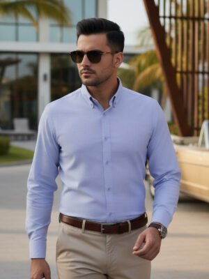 Blue Plain, Button Down Collar, Elite Edition, Men’s Formal Shirt (FS-2614)