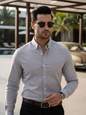 Olive Green Plain, Button Down Collar, Elite Edition, Men’s Formal Shirt (FS-2623)