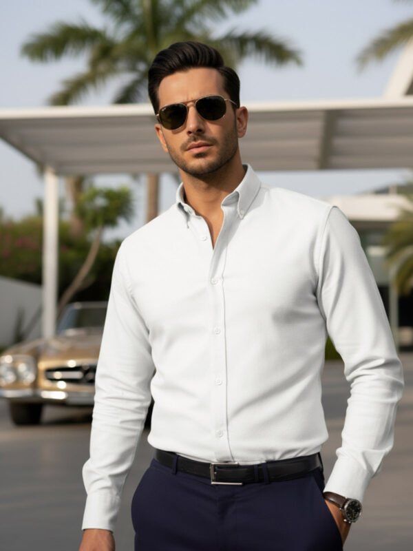 Off White Plain, Button Down Collar, Elite Edition, Men’s Formal Shirt (FS-2624)
