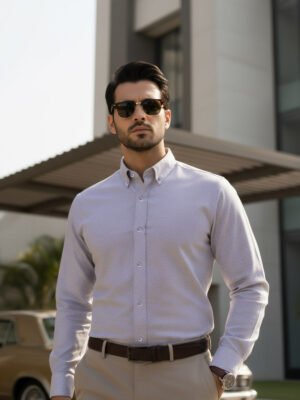 Navy Blue Plain, Button Down Collar, Elite Edition, Men’s Formal Shirt (FS-2625)