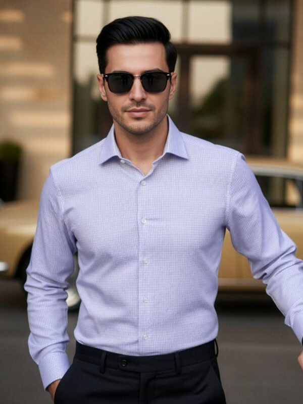 White & Blue Checkered, Elite Edition, Cutaway Collar Men’s Formal Shirt (FS-2639)