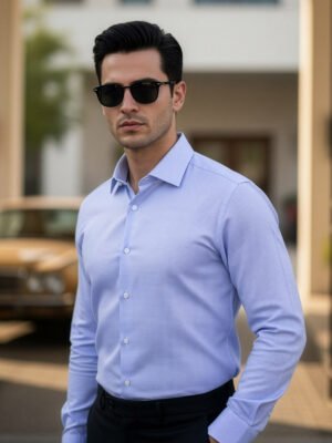 White & Blue Checkered, Elite Edition, Cutaway Collar Men’s Formal Shirt (FS-2644)