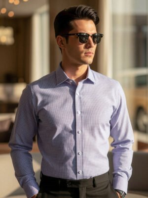 Red & Blue Checkered, Elite Edition, Cutaway Collar Men’s Formal Shirt (FS-2652)