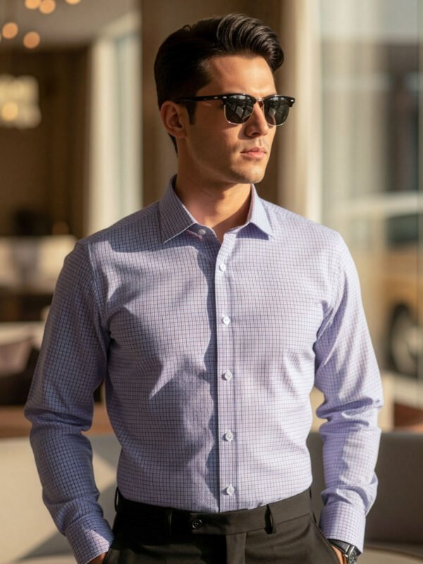 Red & Blue Checkered, Elite Edition, Cutaway Collar Men’s Formal Shirt (FS-2652)