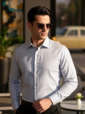 White & Blue Checkered, Elite Edition, Cutaway Collar Men’s Formal Shirt (FS-2653)