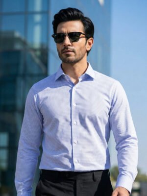 White & Blue Checkered, Elite Edition, Cutaway Collar Men’s Formal Shirt (FS-2693)
