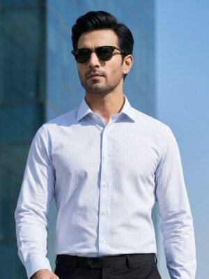 Blue Checkered, Elite Edition, Cutaway Collar Men’s Formal Shirt (FS-2708)