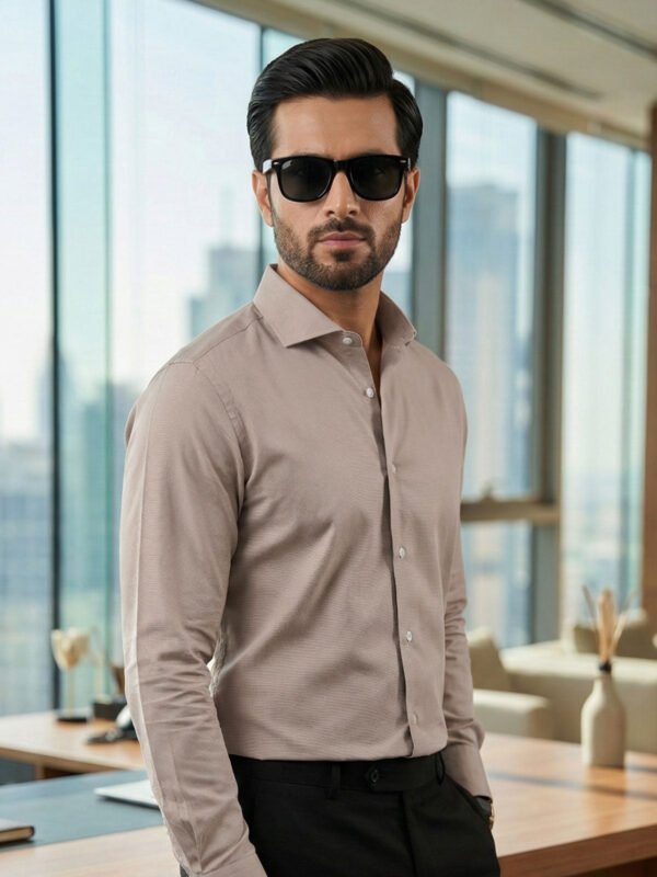 Beige Plain, Cutaway Collar, Elite Edition, Men’s Formal Shirt (FS-2747)