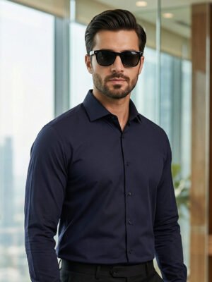 Navy Blue Plain, Cutaway Collar, Elite Edition, Men’s Formal Shirt (FS-2749)