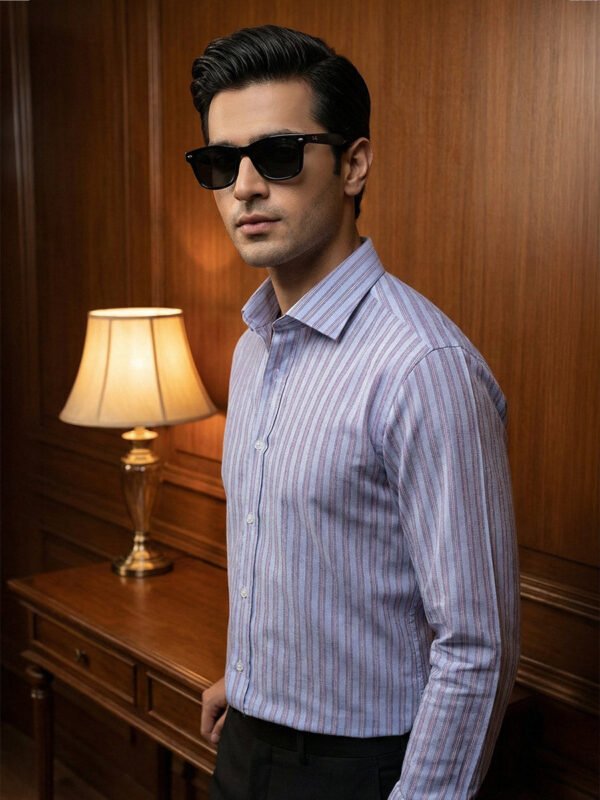 Blue Striped, Elite Edition, Cutaway Collar Men’s Formal Shirt (FS-2754)