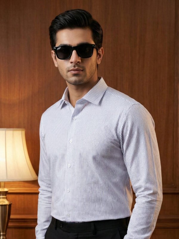 Blue Striped, Elite Edition, Cutaway Collar Men’s Formal Shirt (FS-2758)