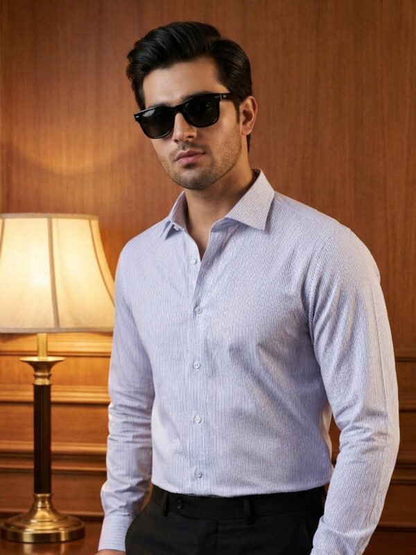 Lilac & White Striped, Elite Edition, Cutaway Collar Men’s Formal Shirt (FS-2763)