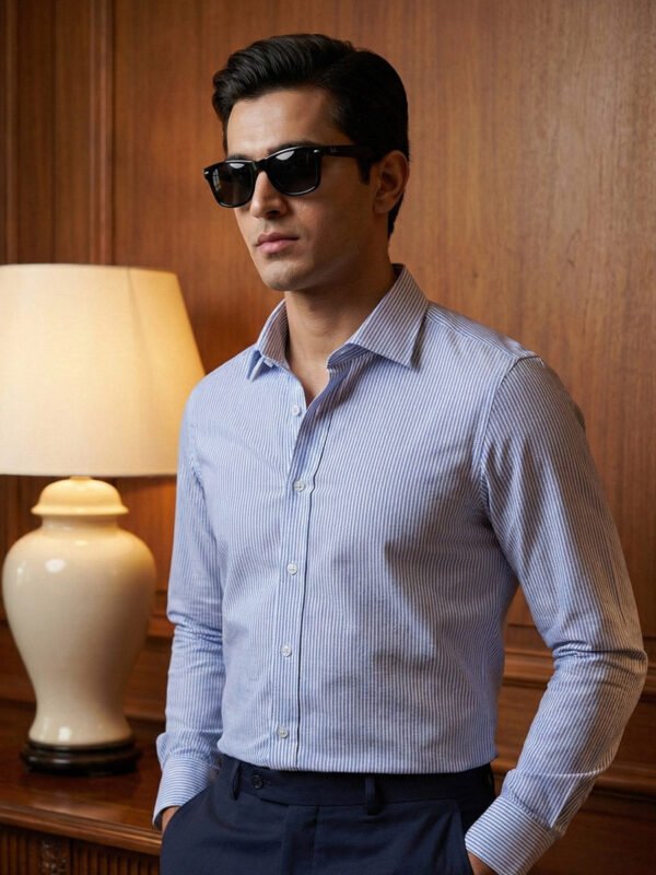 Blue Striped, Elite Edition, Cutaway Collar Men’s Formal Shirt (FS-2780)