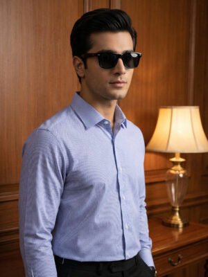 Blue Striped, Elite Edition, Cutaway Collar Men’s Formal Shirt (FS-2781)