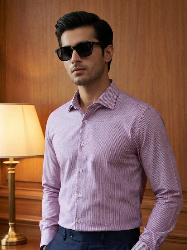 White & Purple Striped, Elite Edition, Cutaway Collar Men’s Formal Shirt (FS-2785)
