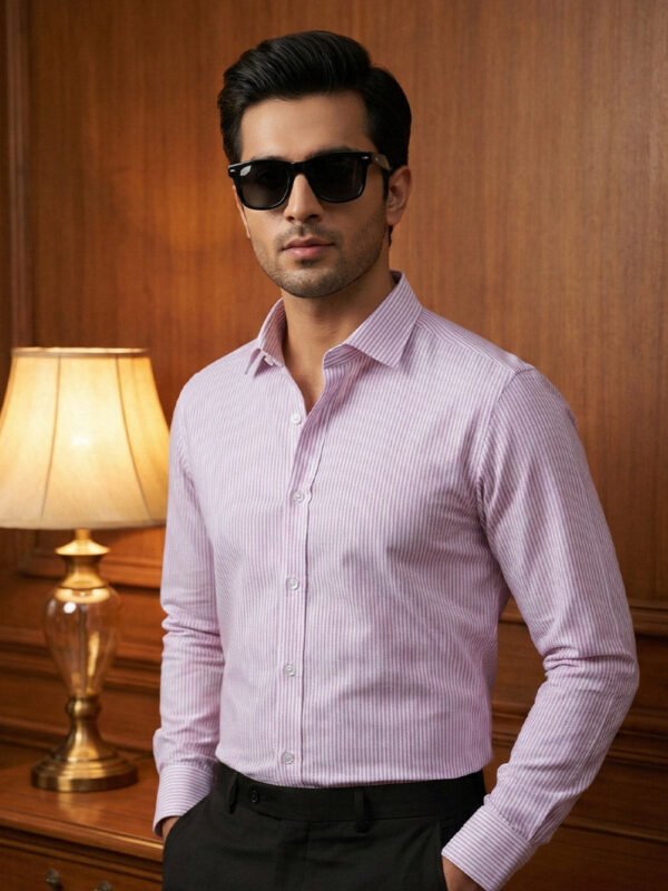 FS2793-3.jpg White & Pink Striped, Elite Edition, Cutaway Collar Men’s Formal Shirt (FS-2793)