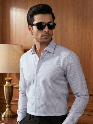 White & Blue Striped, Elite Edition, Cutaway Collar Men’s Formal Shirt (FS-2794)