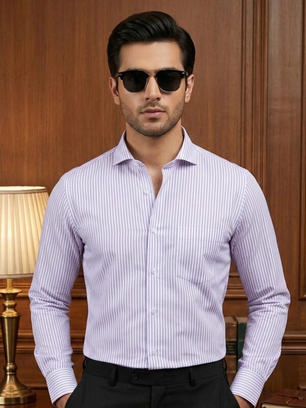 White & Blue Striped, Elite Edition, Cutaway Collar Men’s Formal Shirt (FS-2795)