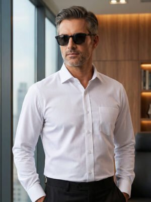 White, Elite Edition, Cutaway Collar Men’s Formal Shirt (FS-2843)