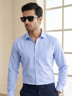 Sky Blue Plain, Cutaway Collar, Poplin Formal Shirt (FS-2863)