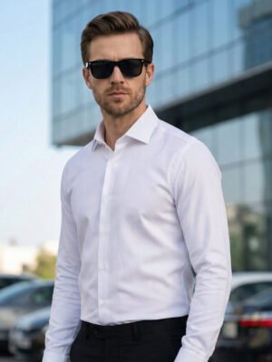 White Self, Cutaway Collar, Premium Edition, Men’s Formal Shirt (FS-2869)
