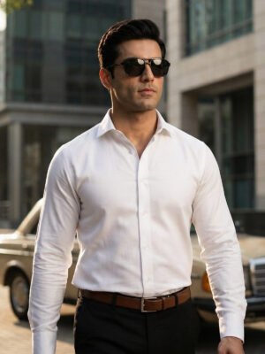 White Self, Cutaway Collar, Elite Edition, Men’s Formal Shirt (FS-2872)