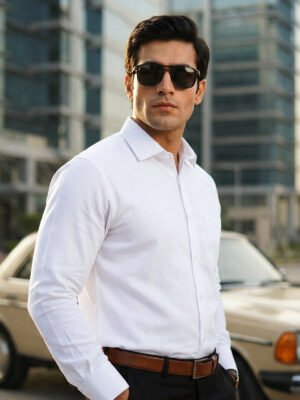 White Self, Cutaway Collar, Elite Edition, Men’s Formal Shirt (FS-2875)