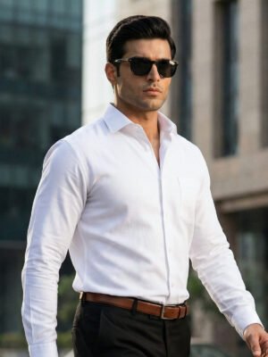 White Self, Cutaway Collar, Elite Edition, Men’s Formal Shirt (FS-2876)