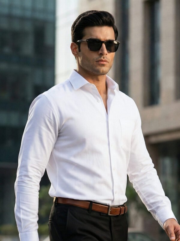 White Self, Cutaway Collar, Elite Edition, Men’s Formal Shirt (FS-2876)