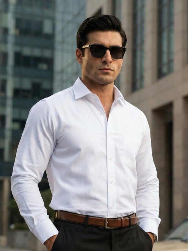 White Self, Cutaway Collar, Elite Edition, Men’s Formal Shirt (FS-2878)