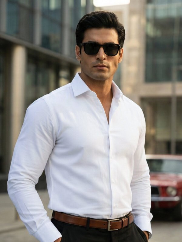 White Self, Cutaway Collar, Elite Edition, Men’s Formal Shirt (FS-2879)