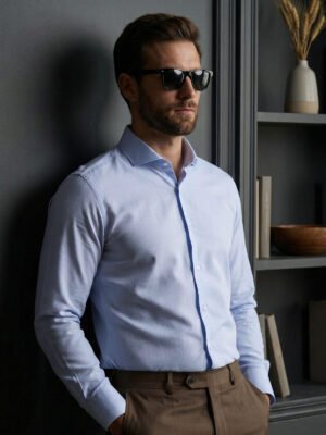White & Blue Checkered, Elite Edition, Cutaway Collar Men’s Formal Shirt (FS-2880)