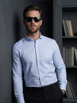 White & Blue Checkered, Elite Edition, Cutaway Collar Men’s Formal Shirt (FS-2882)