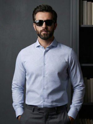 White & Blue Checkered, Elite Edition, Cutaway Collar Men’s Formal Shirt (FS-2883)