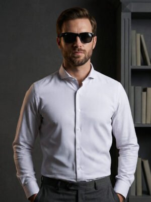 White & Grey Checkered, Elite Edition, Cutaway Collar Men’s Formal Shirt (FS-2888)