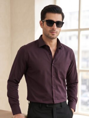 Maroon Plain, Cutaway Collar, Poplin Formal Shirt (FS-2896)