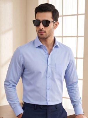 Sky Blue Plain, Cutaway Collar, Poplin Formal Shirt (FS-2897)