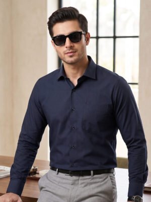 Navy Blue Plain, Cutaway Collar, Poplin Formal Shirt (FS-2898)