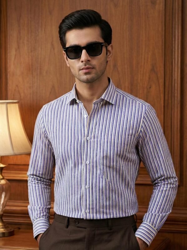 Blue Striped, Elite Edition, Cutaway Collar Men’s Formal Shirt (FS-2900)