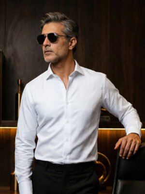 White Self, Cutaway Collar, Elite Edition, Men’s Formal Shirt (FS-2913)