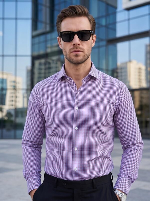 White & Blue Checkered, Elite Edition, Cutaway Collar Men’s Formal Shirt (FS-2914)