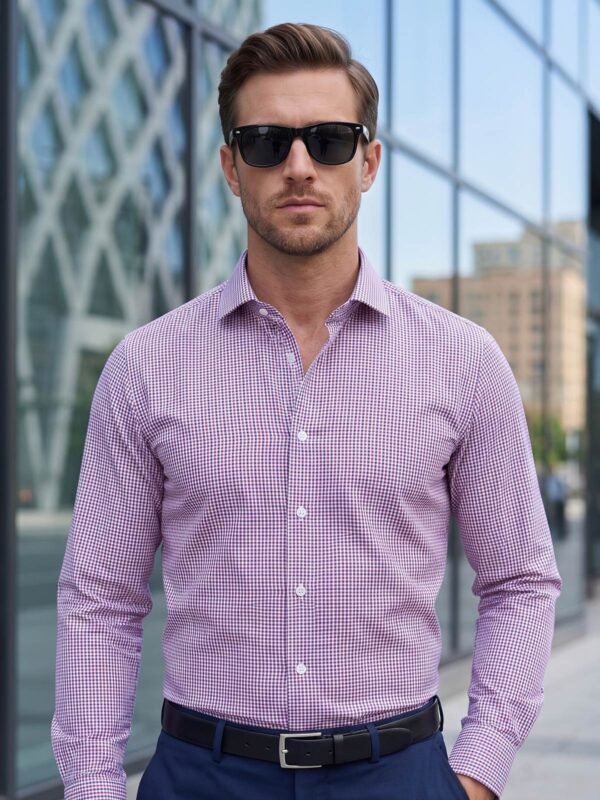 Red & Blue Checkered, Elite Edition, Cutaway Collar Men’s Formal Shirt (FS-2919)