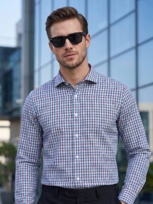 Multi Checkered, Elite Edition, Cutaway Collar Men’s Formal Shirt (FS-2925)