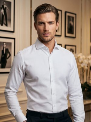 White, Elite Edition, Cutaway Collar Men’s Formal Shirt (FS-2956)